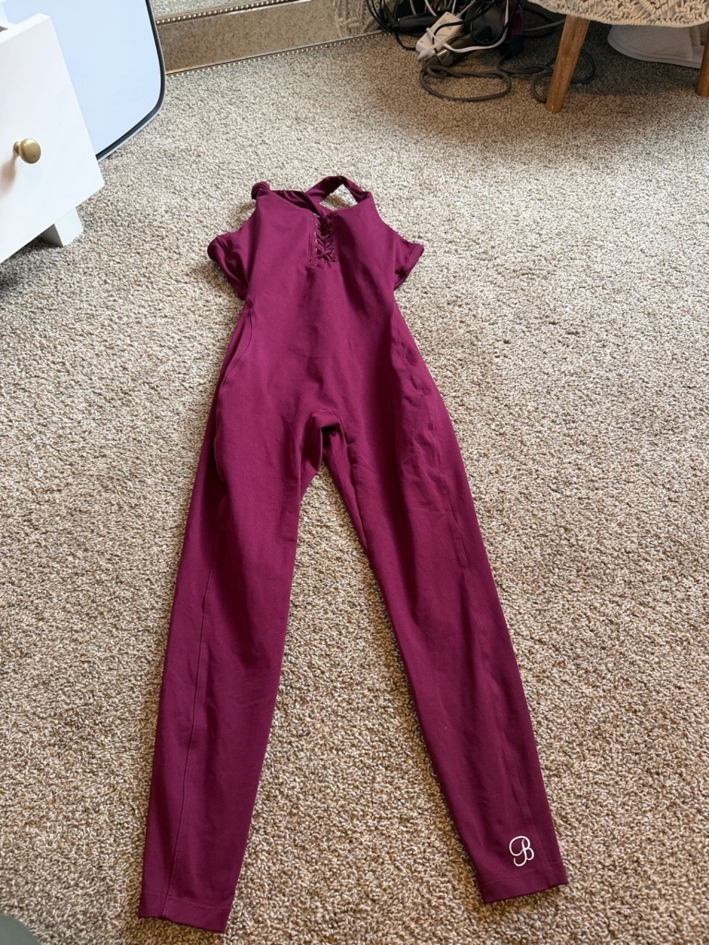 Bombshell Sportswear Burgundy Lace-Up Jumpsuit
